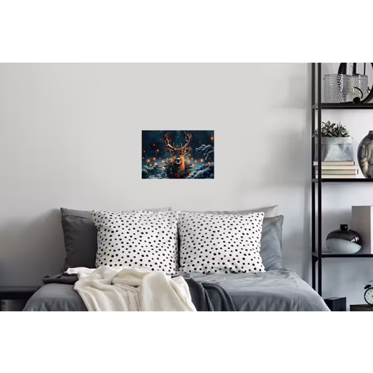 Hert - Kerst - Winter - Sneeuw - Kerstkrans Muursticker klein -slaapkamer