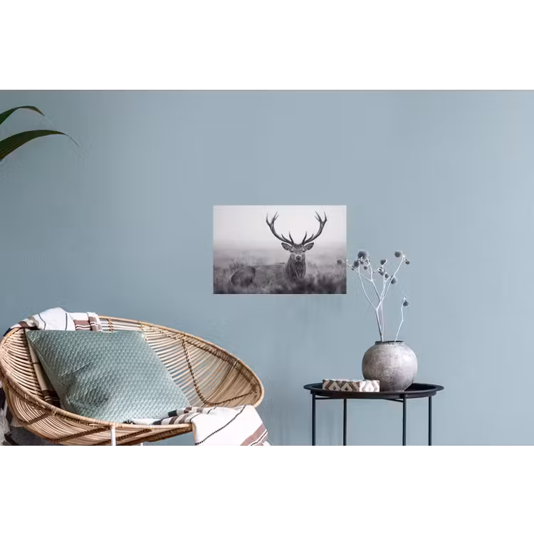 Hert - Mistig - Zwart - Wit Muursticker klein -plant