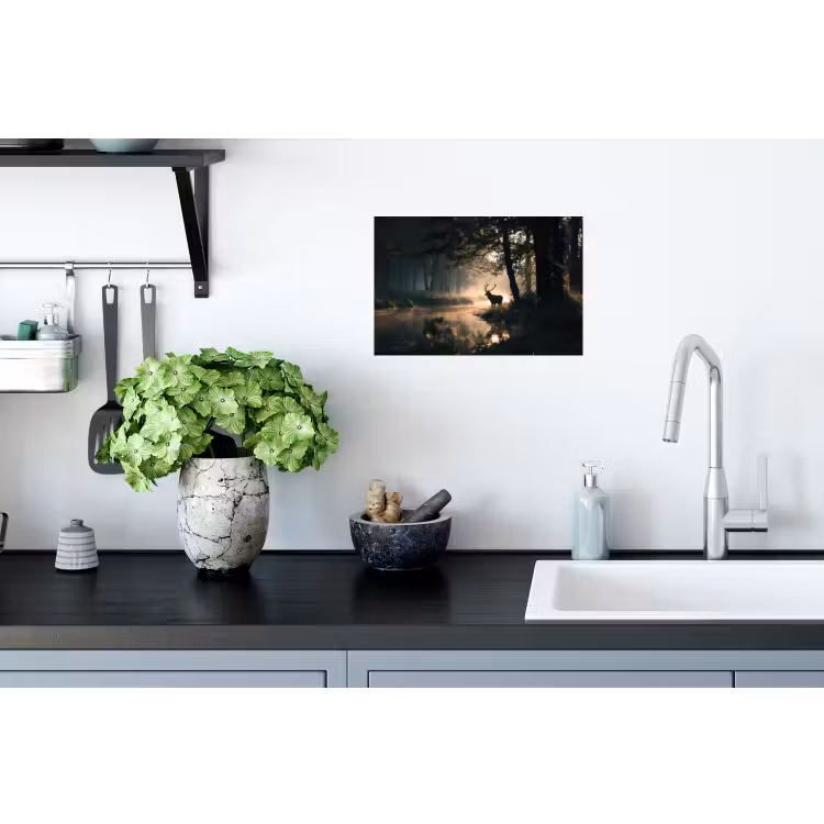 Hert - Bosbeek - Mystiek Muursticker klein -keuken