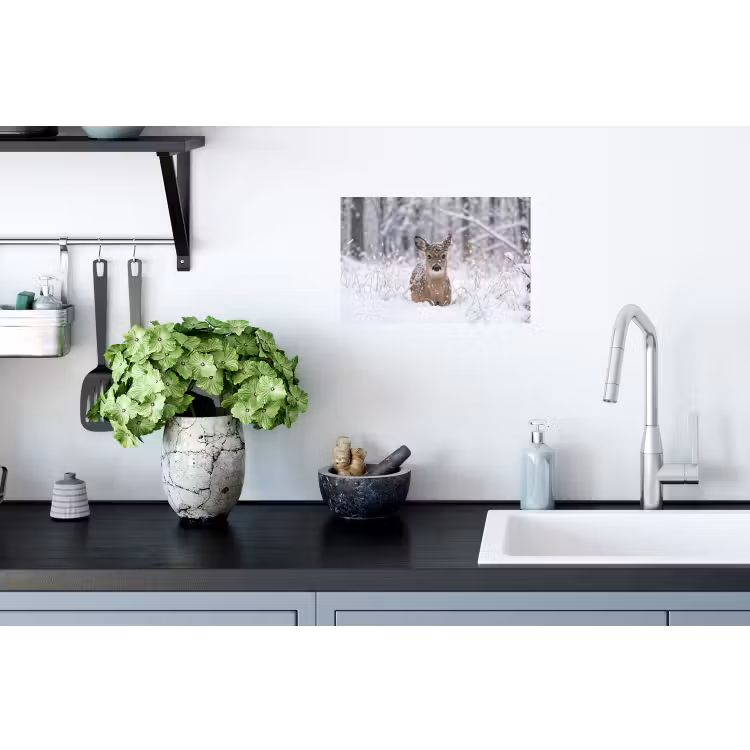 Hert - Sneeuw - Bos - Dieren - Vertederend Muursticker klein -keuken