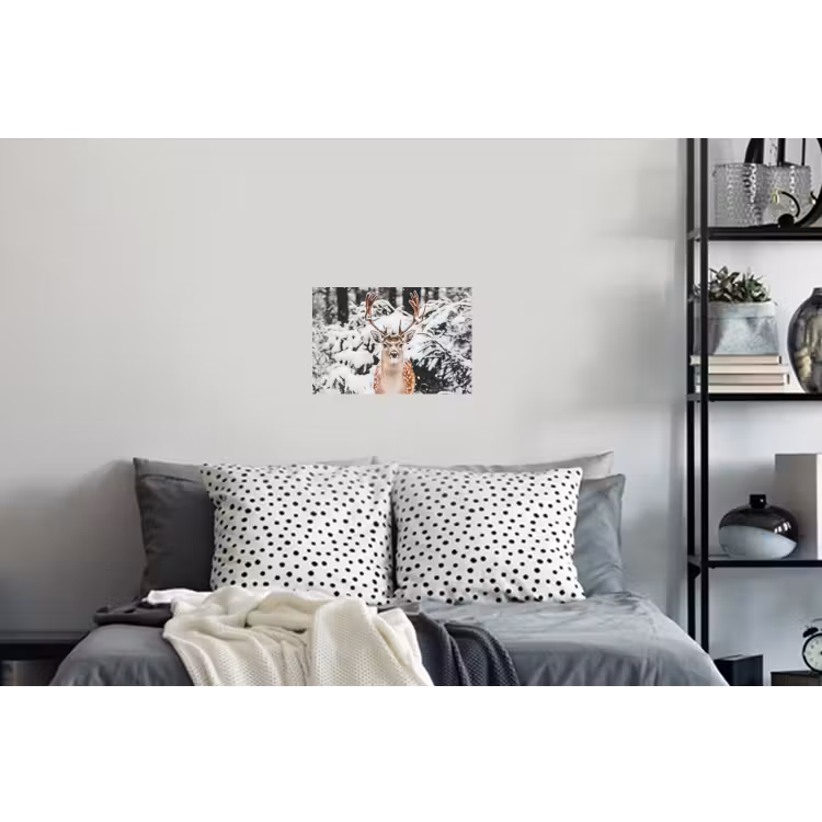 Hert - Sneeuw - Winter - Bos - Dieren Muursticker klein -slaapkamer