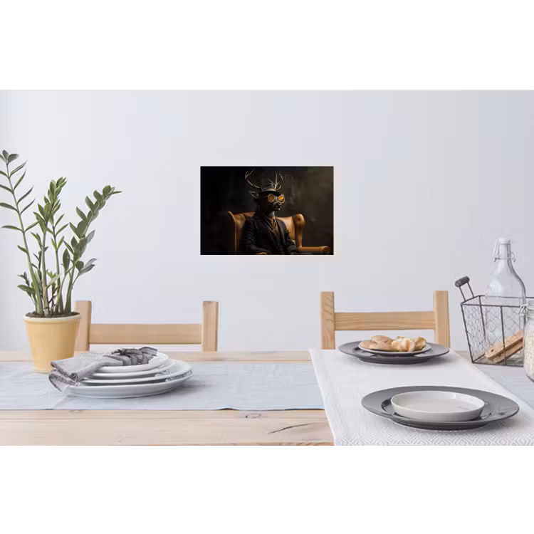 Hert - Zonnebril - Zwart - Pak Muursticker klein -eettafel