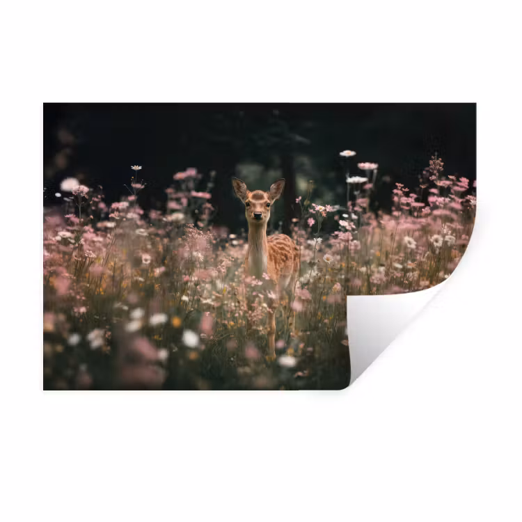 Hert - Wilde bloemen - Bos Muursticker klein -3d