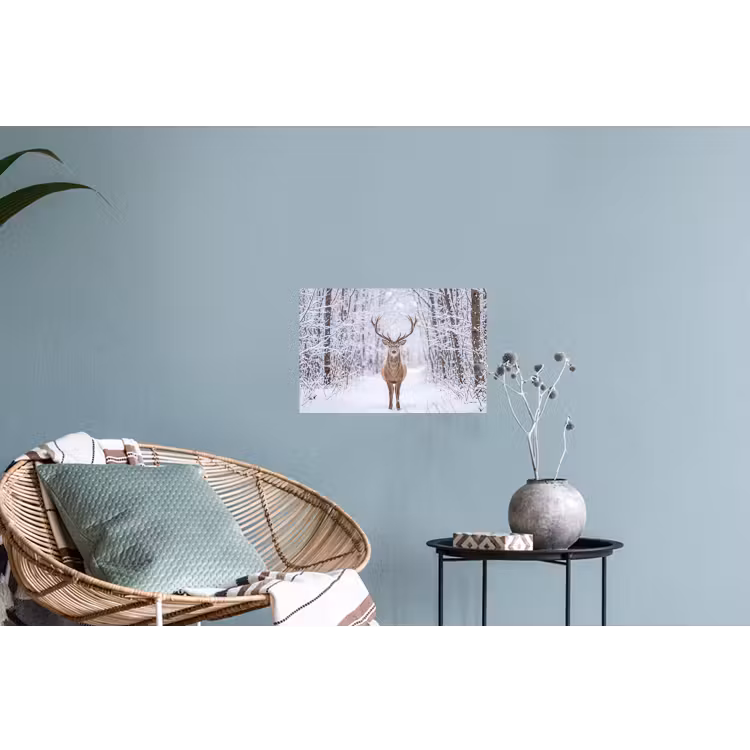 Hert - Winter - Bos - Natuur - Wit Muursticker klein -plant