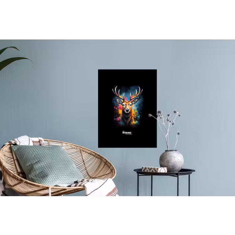 Hert met gewei tussen graffiti spray Muursticker klein -plant