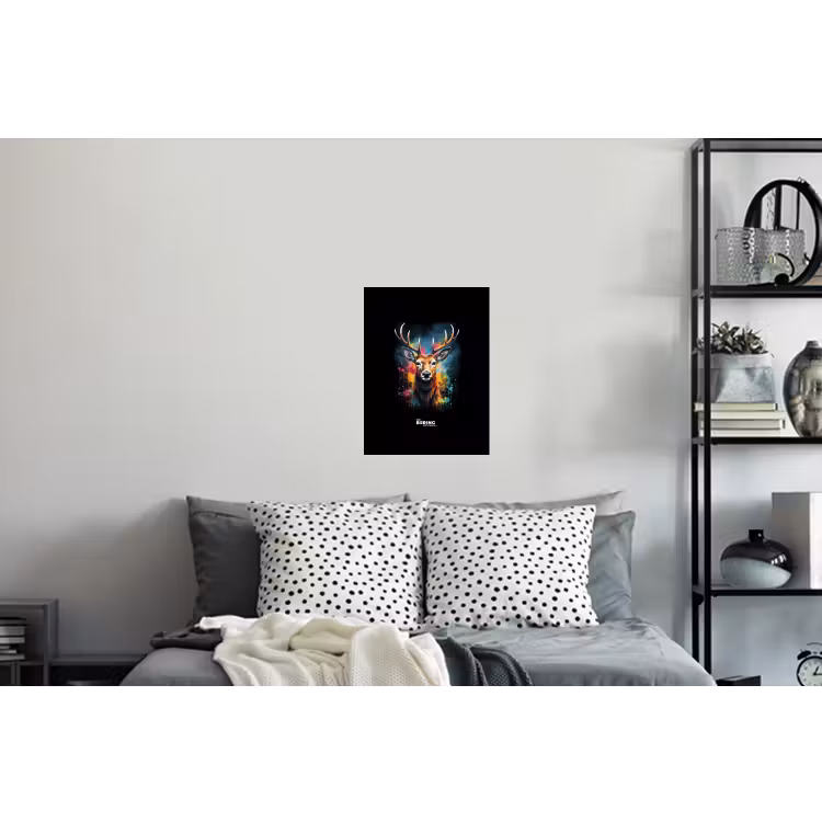 Hert met gewei tussen graffiti spray Muursticker klein -slaapkamer