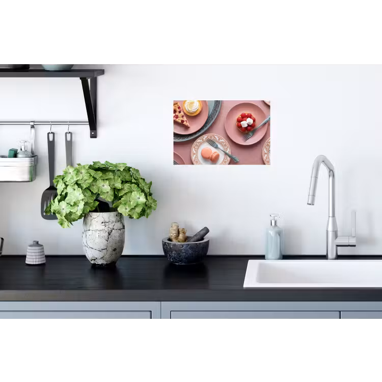 Dessert - Taart - Gebak - Zoet - Roze Muursticker klein -keuken