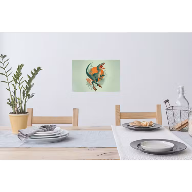 Dino - Bladeren - Grafisch - Groen Muursticker klein -eettafel