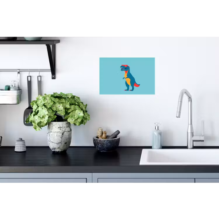 Dinosaurus - Blauw - Zonnebril Muursticker klein -keuken