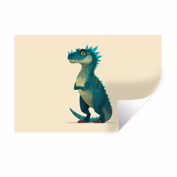 Dinosaurus - Turquoise - Stekels Muursticker klein -3d