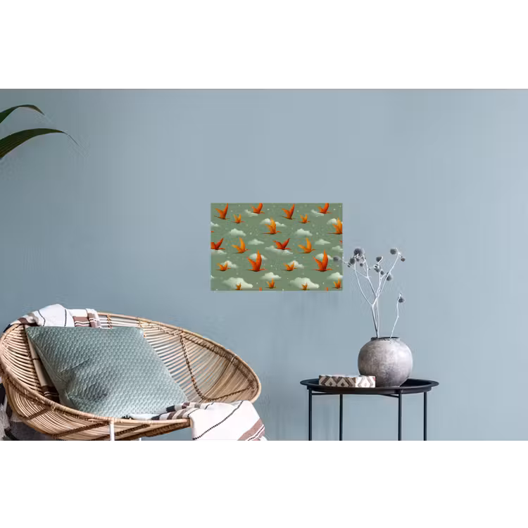 Dinosaurussen - Wolken - Sterren - Oranje Muursticker klein -plant