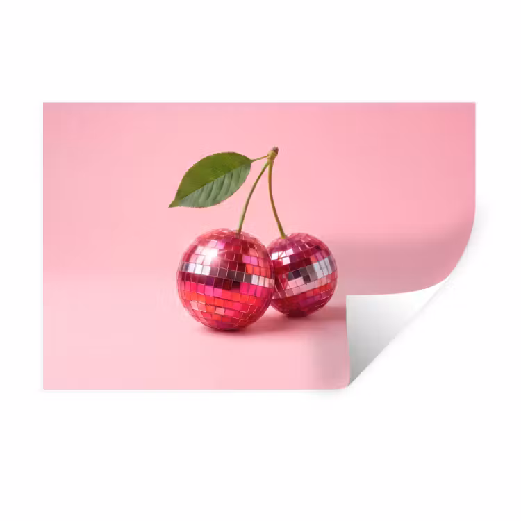 Disco - Kersen - Roze Muursticker klein -3d