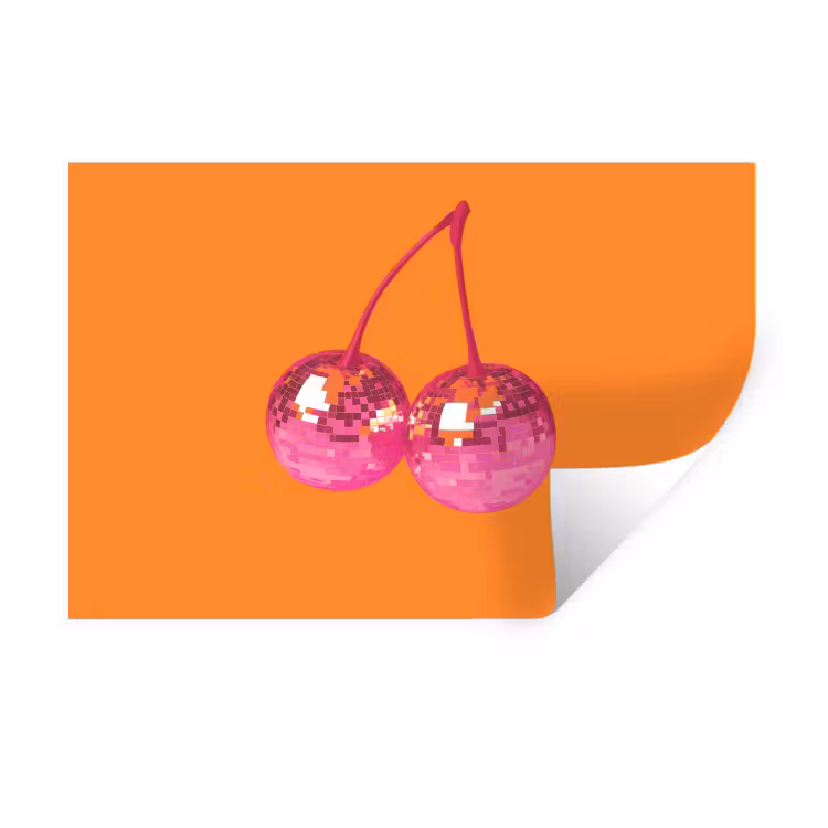 Discoballen - Kers - Spiegels - Roze Muursticker klein -3d