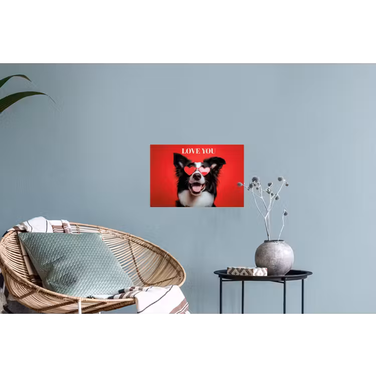 Hond - Hartjesbril - Loveyou - Rood Muursticker klein -plant
