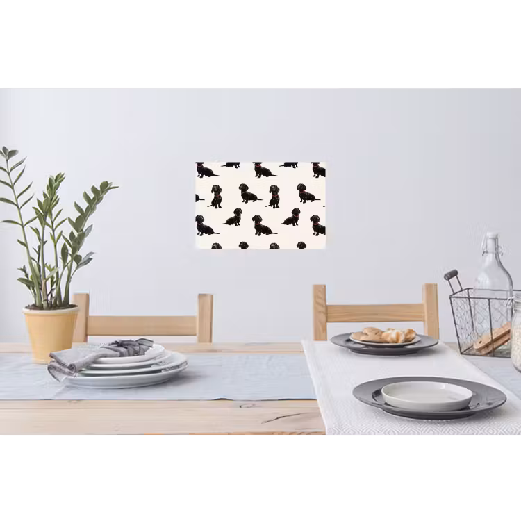Hond - Patroon - Zwart Muursticker klein 286 -eettafel