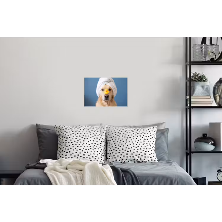Hond - Badeend - Geel Muursticker klein -slaapkamer