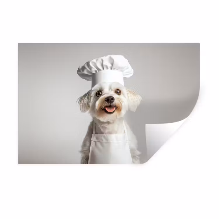 Hond - Wit - Kok Muursticker klein -3d