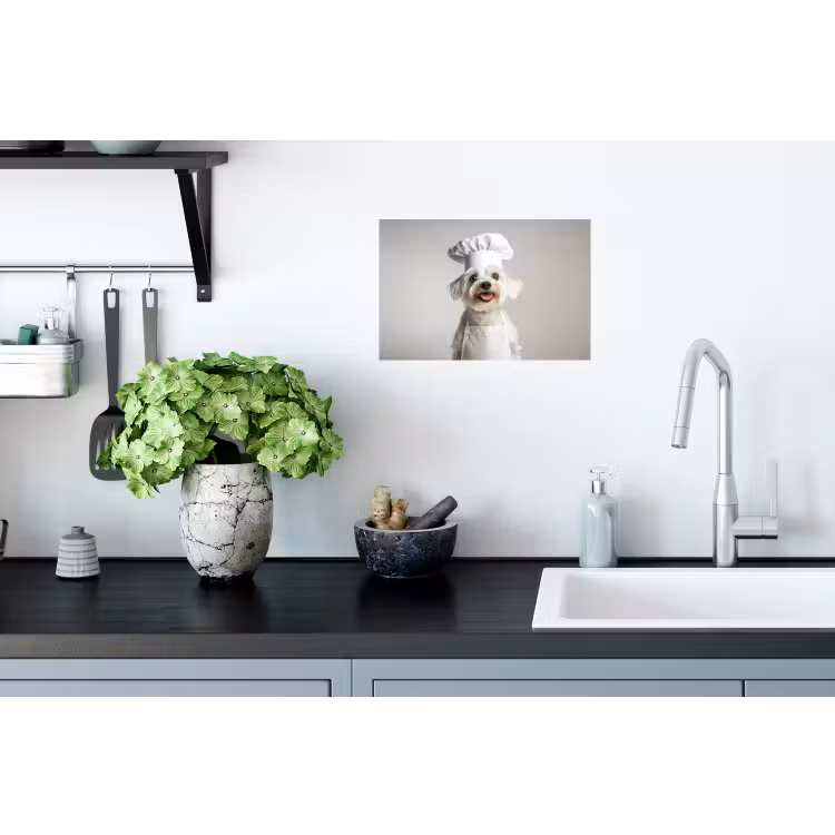 Hond - Wit - Kok Muursticker klein -keuken