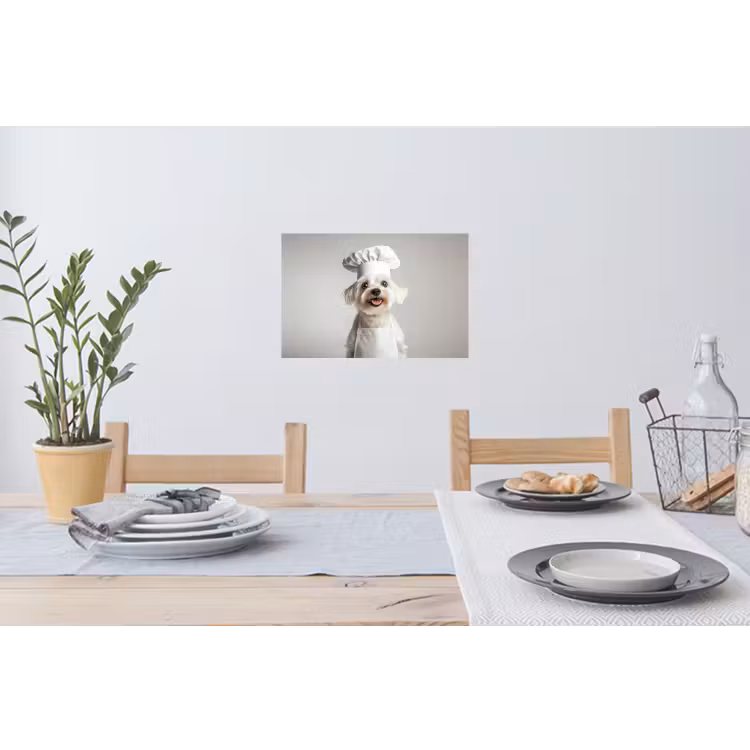 Hond - Wit - Kok Muursticker klein -eettafel