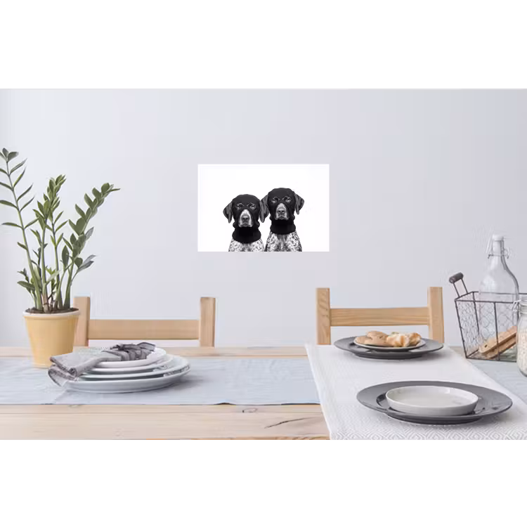 Honden - Bivakmuts - Zwart - wit Muursticker klein -eettafel