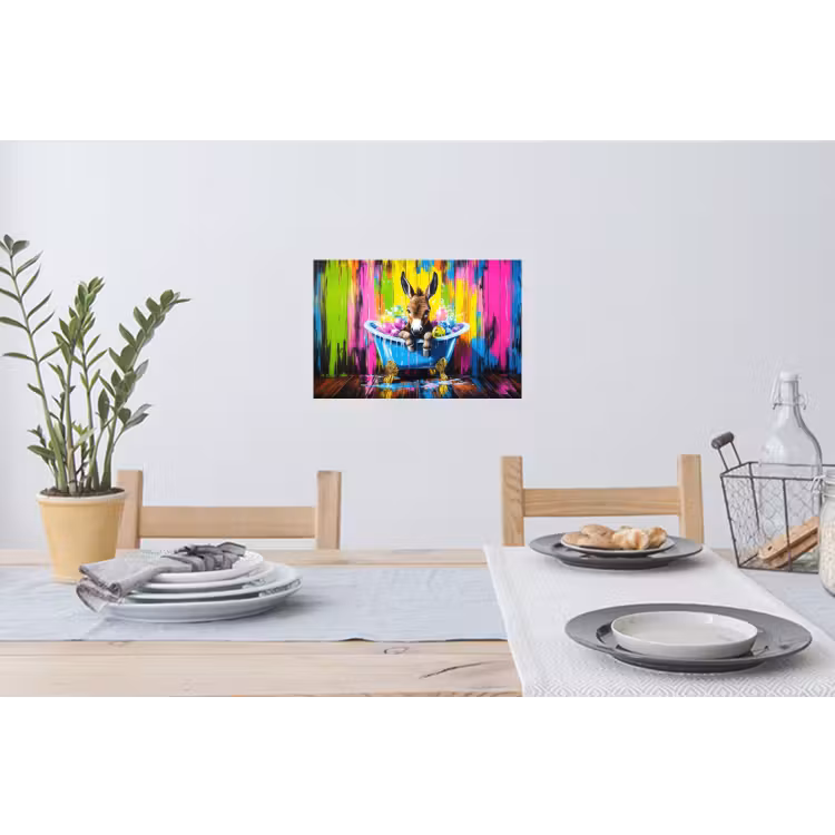 Ezel - Badkuip - Roze - Schuim Muursticker klein -eettafel