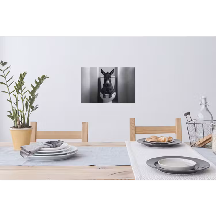 Ezel - Telefoon - Toilet - Zwart - Wit Muursticker klein -eettafel