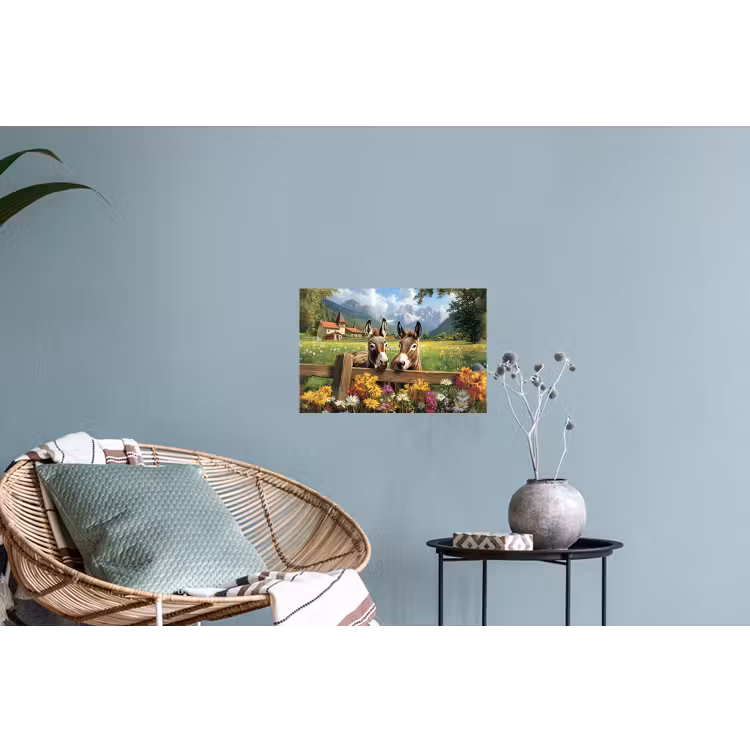 Ezels - Bloemen - Zomers Muursticker klein -plant