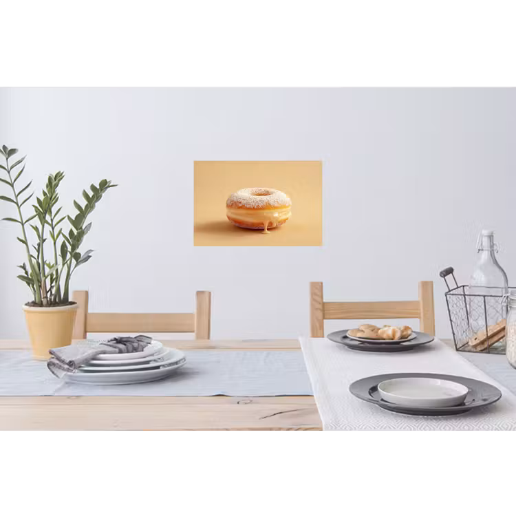Donut - Romig - Poedersuiker - Beige Muursticker klein -eettafel
