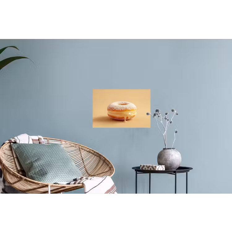 Donut - Romig - Poedersuiker - Beige Muursticker klein -plant