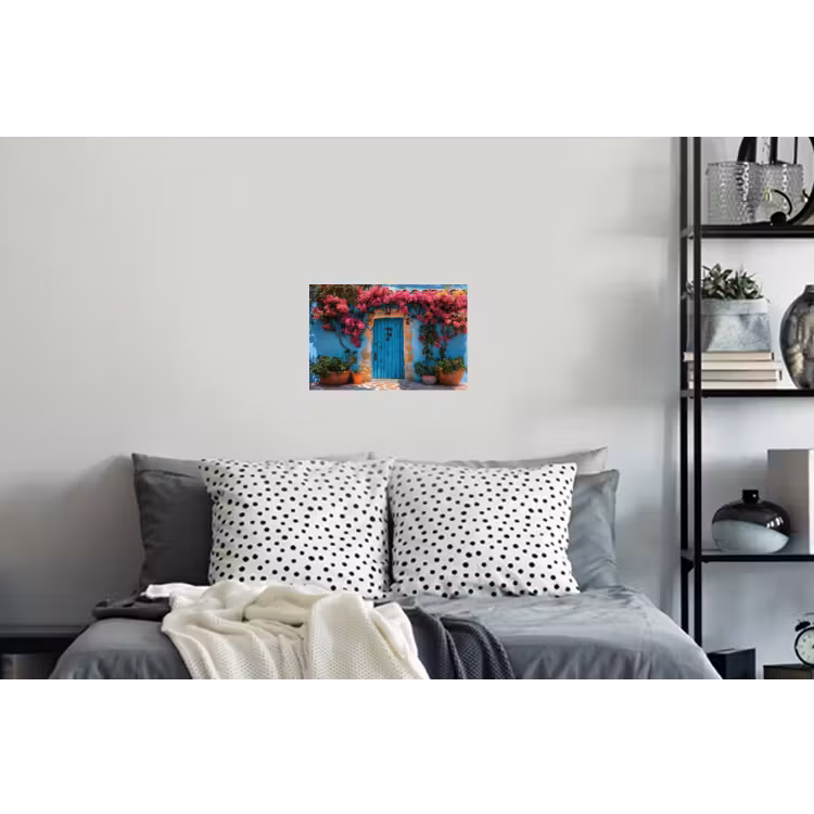 Deur - Hout - Bloemen - Blauw Muursticker klein -slaapkamer