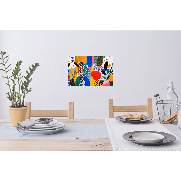 Stippen - Vormen - Modern - Kleuren Muursticker klein -eettafel