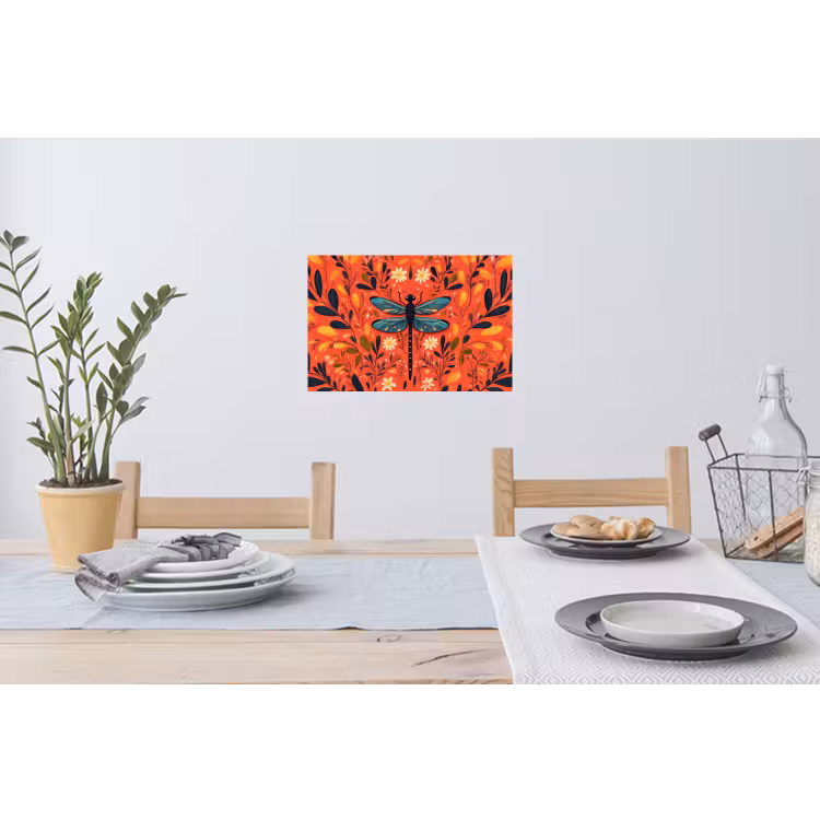 Libel - Blauw - Vleugels - Bladeren Muursticker klein -eettafel