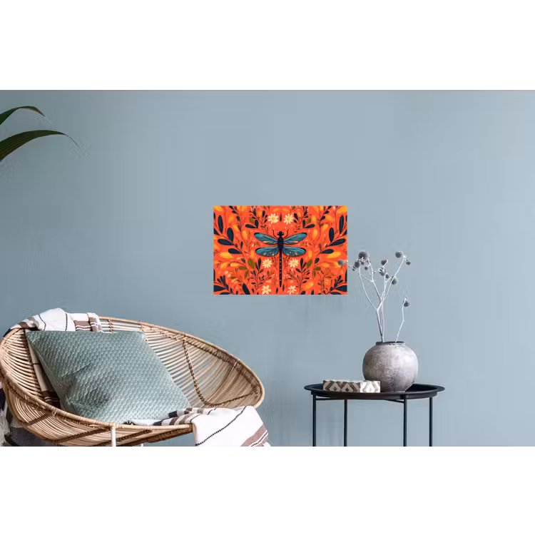 Libel - Blauw - Vleugels - Bladeren Muursticker klein -plant