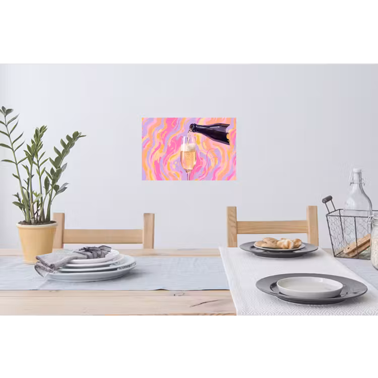 Drank - Inschenken - Feest - Abstract - Roze Muursticker klein -eettafel