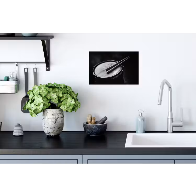 Trommel - Close-up - Drumstokken - Zwart Muursticker klein -keuken