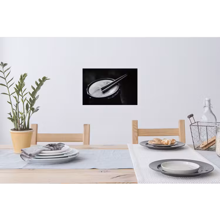 Trommel - Close-up - Drumstokken - Zwart Muursticker klein -eettafel
