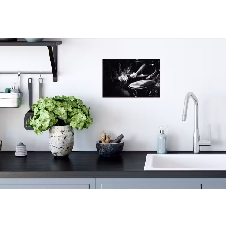 Drummer - Zwart - Drumstel Muursticker klein -keuken