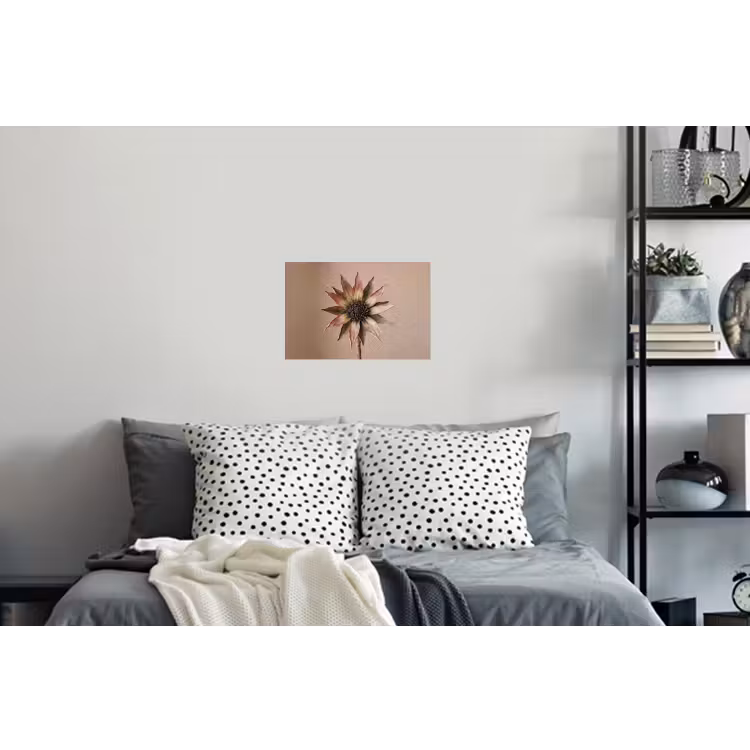 Droogbloem - Protea - Vintage - Beige - Rustiek Muursticker klein -slaapkamer