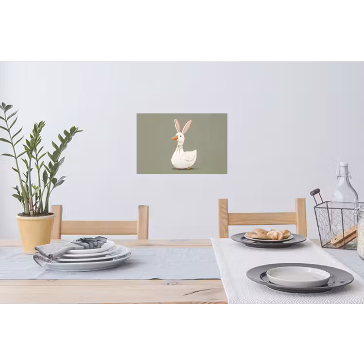 Eend - Konijnoren - Grijs Muursticker klein -eettafel
