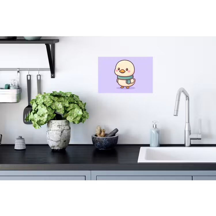 Eend - Sjaal - Paars Muursticker klein -keuken