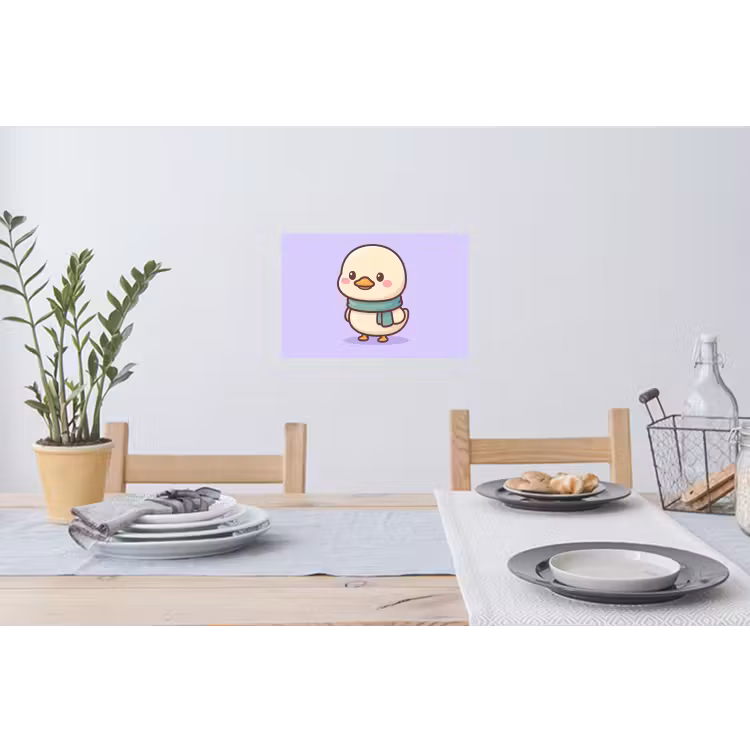 Eend - Sjaal - Paars Muursticker klein -eettafel