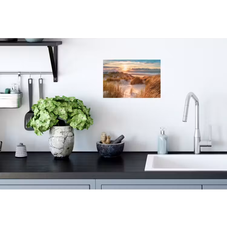 Duin - Planten - Zonsondergang - Strand - Zee Muursticker klein -keuken