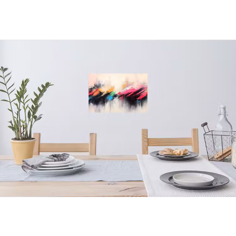 Dynamisch - Abstract - Kleurrijk - Zwart Muursticker klein -eettafel