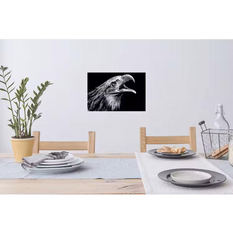 Adelaar - Portret - Roofvogels - Zwart - Wit - Vogel Muursticker klein -eettafel