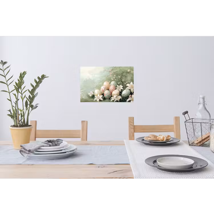 Paaseieren - Pasteltinten - Bloemen Muursticker klein -eettafel