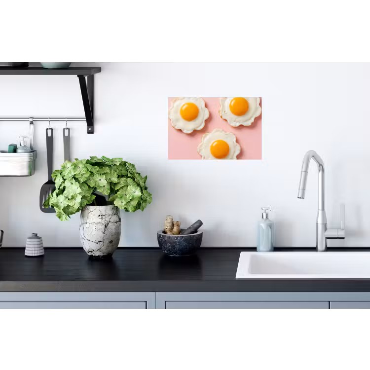 Eieren - Bloem - Roze Muursticker klein -keuken