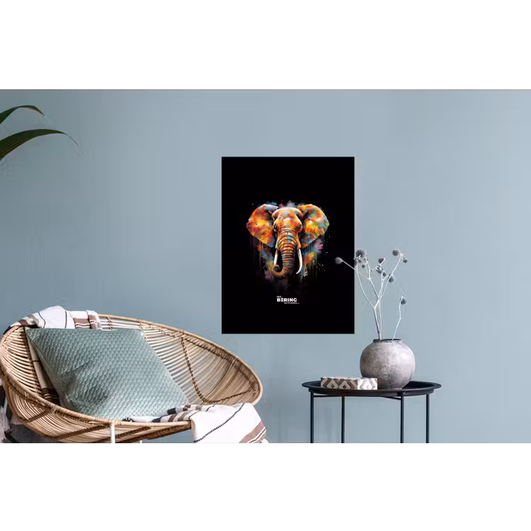 Olifant versierd met kleurrijke spetters Muursticker klein -plant