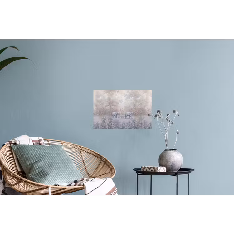 Olifant - Familie - Jungle - Illustratie - Grijs Muursticker klein -plant