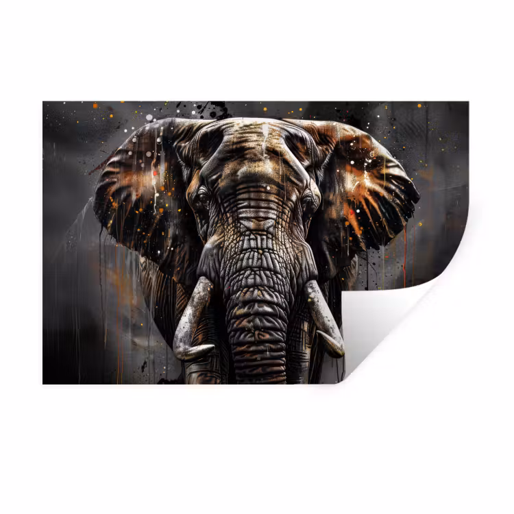 Olifant - Watercolor - Wilde dieren - Luxe Muursticker klein -3d
