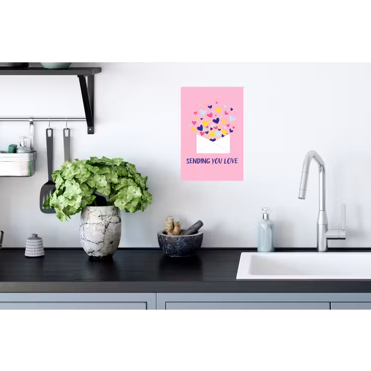 Envelop - Love - Hartjes - Valentijn Muursticker klein -keuken
